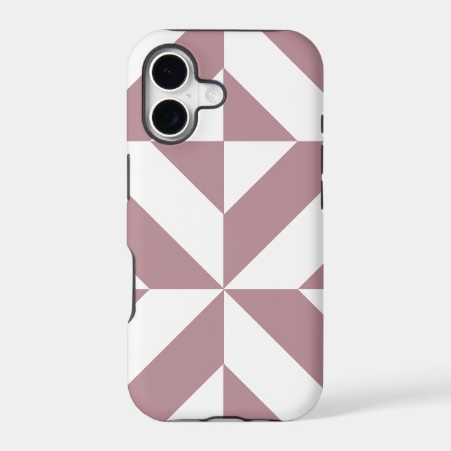 Dark Mauve Geometric Deco Cube Pattern (Back)