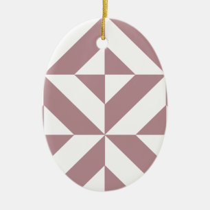 Dark Mauve Geometric Deco Cube Pattern Ceramic Tree Decoration