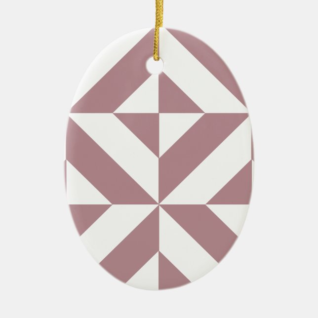 Dark Mauve Geometric Deco Cube Pattern Ceramic Tree Decoration (Front)