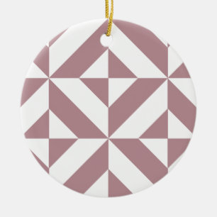 Dark Mauve Geometric Deco Cube Pattern Ceramic Tree Decoration