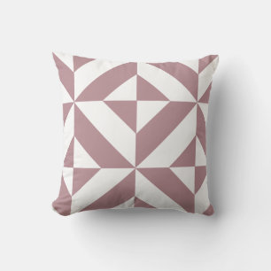 Dark Mauve Geometric Deco Cube Pattern Cushion