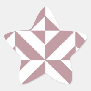 Dark Mauve Geometric Deco Cube Pattern Star Sticker