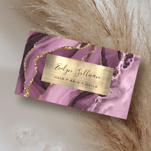 Dark Mauve Gold Agate Business Card