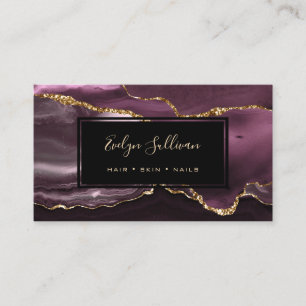 dark mauve gold watercolor agate business card