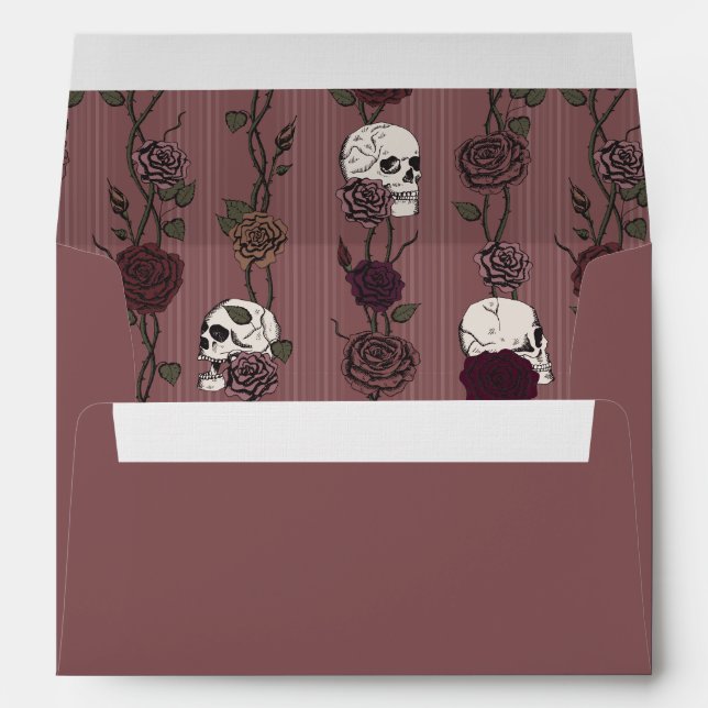 Dark Mauve Pink Skulls and Roses Envelope (Back (Bottom))