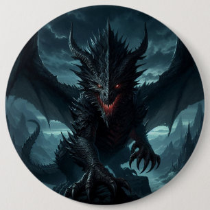 Dark, Mediaeval Dragon 6 Cm Round Badge