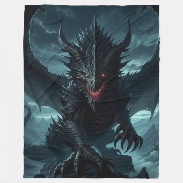 Dark, Mediaeval Dragon  Fleece Blanket (Front)