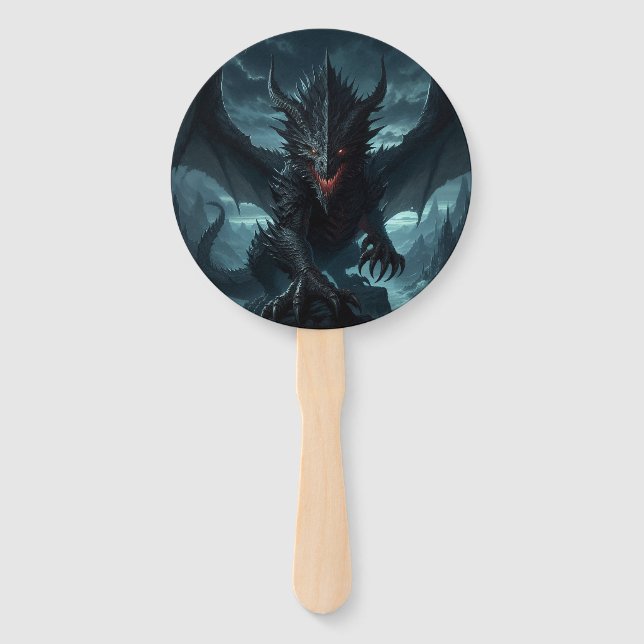 Dark, Mediaeval Dragon  Hand Fan (Front)