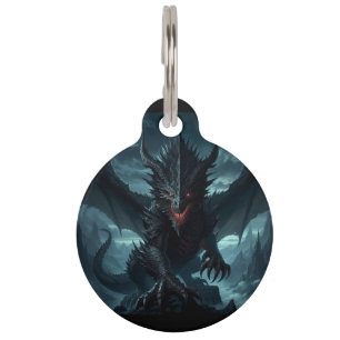 Dark, Mediaeval Dragon Pet Tag