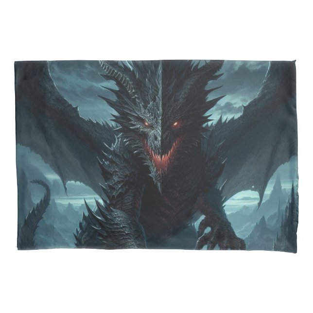 Dark, Mediaeval Dragon  Pillowcase (Front)