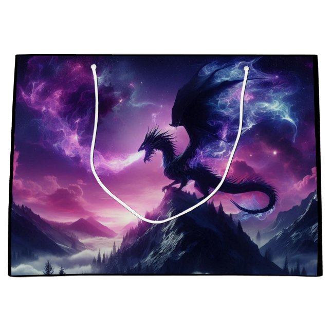 Dark, Mediaeval Ethereal Dragon  Large Gift Bag (Front)