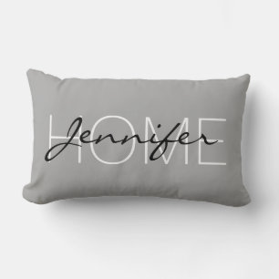 Dark medium grey colour home monogram lumbar cushion