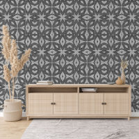 Dark Medium Light Grey Black Abstract Floral Art