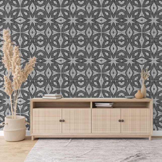 Dark Medium Light Grey Black Abstract Floral Art Wallpaper (Creator Uploaded)