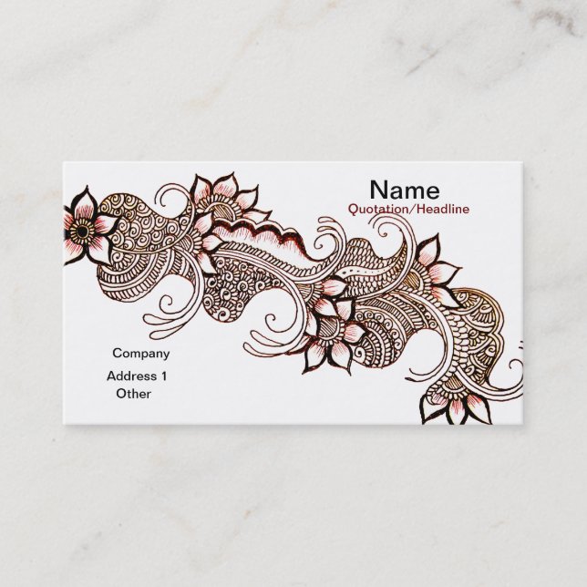 Dark Mehndi Business Card (Front)