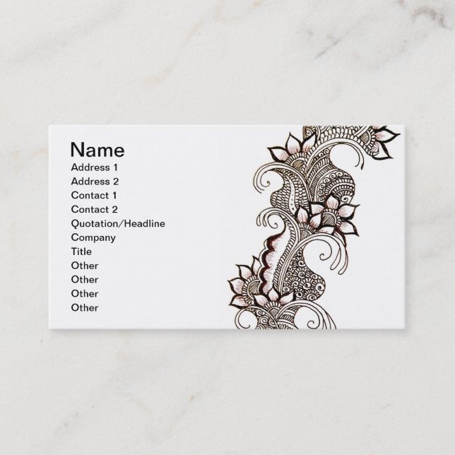 Dark Mehndi Business Card (Front)
