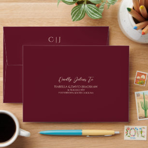 Dark Merlot Wine Wedding Envelope