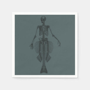 Dark Mermaid Skeleton Halloween Napkin