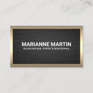 Dark Metal Aluminium Golden Border Business Card
