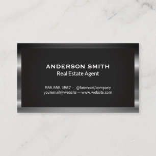 Dark Metallic Frame   Black Texture Background Business Card