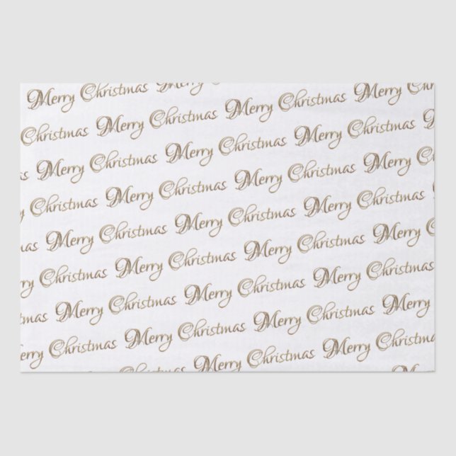 Dark Metallic Gold Embossed Merry Christmas Script Tissue Paper (Front)