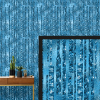 Dark Mid Blue Water Shiny Look Stripes