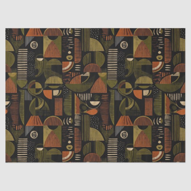 Dark Mid Century Geometric Pattern (1) Tissue Paper (Front)