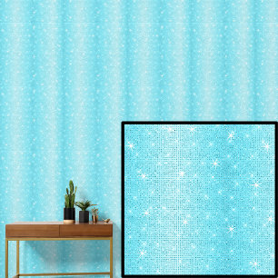 Dark Mid Light Aqua Blue Stripes Sparkle Stars Wallpaper