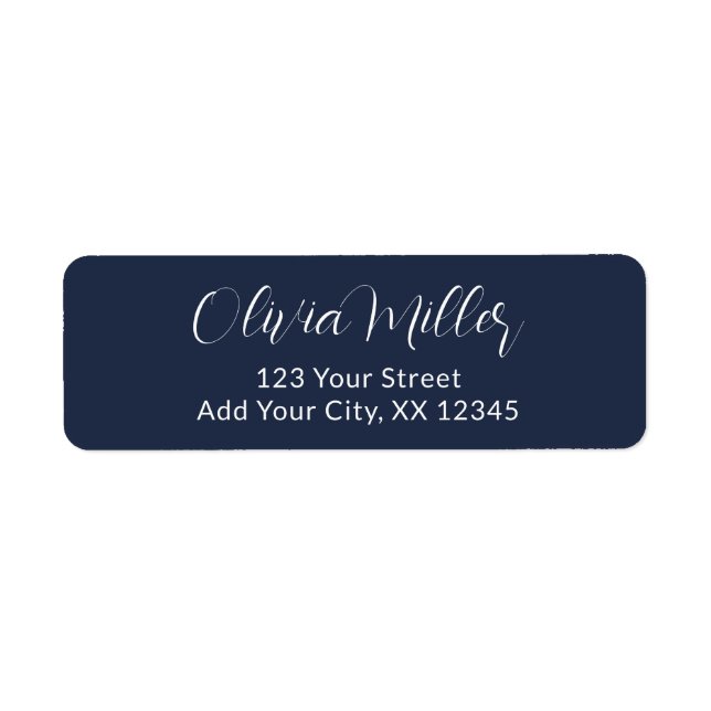 Dark Midnight Blue - Elegant Address Label (Front)