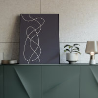 Dark Midnight Blue Minimalist Abstract Line Art