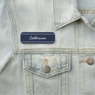 Dark Midnight Blue Minimalist Name Tag