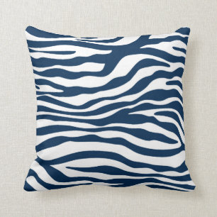 Dark Midnight Blue Zebra Print Cushion