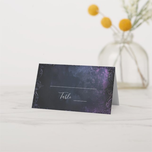 Dark Midnight Gothic Elegance Place Card (Front)