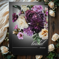 Dark Midnight Purple Floral Romance Bridal Shower