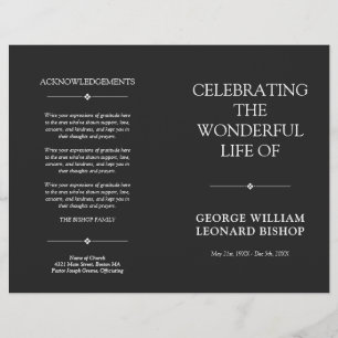 Dark Minimal Celebration of Life Funeral Program