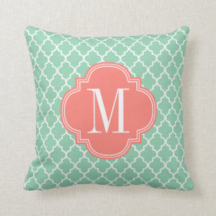 Dark Mint Moroccan Tiles Lattice Personalised Cushion