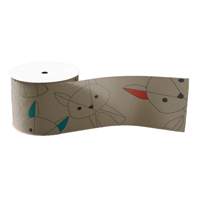 Dark Mode Fox Cartoon Grosgrain Ribbon (Spool)