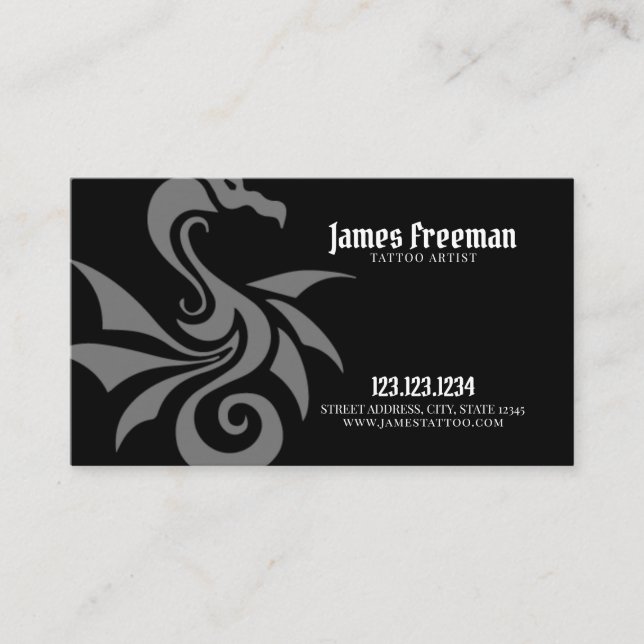 Dark Modern Gothic Tribal Tattoo Artist Tattooist Business Card (Front)
