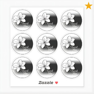 Dark Modern Minimal Gray Flower Drawing Thank You