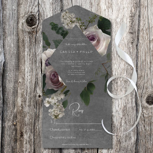 Dark Modern Pink & White Moody Floral No Dinner All In One Invitation