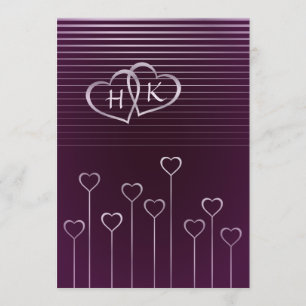 Dark Monogram Silver Heart Wedding Invitation