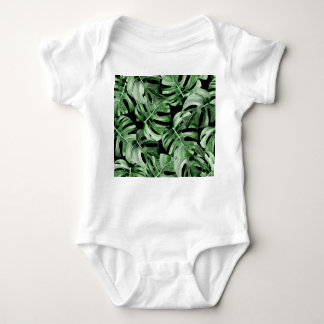 Dark Monstera: Tropical Watercolor Print. Baby Bodysuit