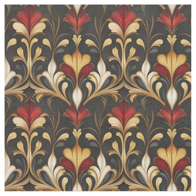 Dark & Moody Art Nouveau Fabric (Close Up)