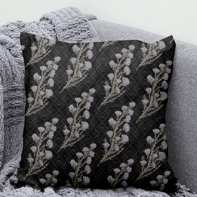 Dark & Moody Art Nouveau Lavender Floral Cushion (Creator Uploaded)