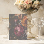 Dark Moody Baroque Florals Flowers Fall Wedding Table Number<br><div class="desc">Dark Moody Baroque Florals Flowers Fall Wedding Table Numbers</div>