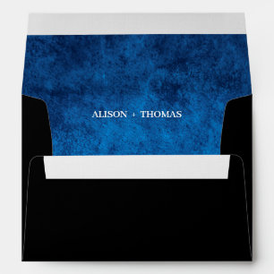 Dark Moody Black Blue with scratches Wedding Envelope