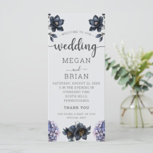 Dark Moody Black Floral Classic Typography Wedding Programme