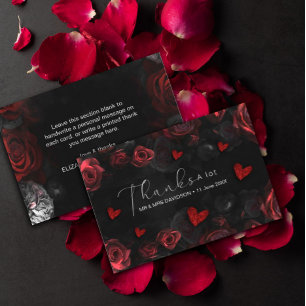 Dark Moody Black Red Florals Thank You Card