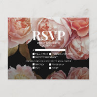 Dark Moody Blush Pink Meal Choices Wedding RSVP