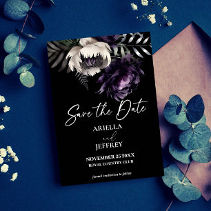 Dark moody boho elegant wedding save the date